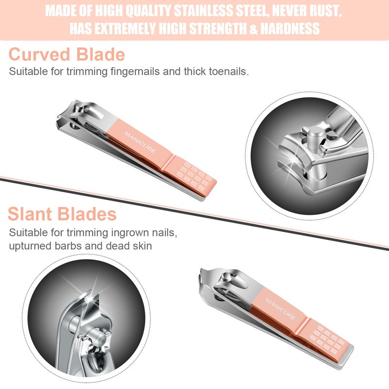 Leipple Manicure Set Professional Nail Clippers Pedicure Kit, 16 pcs Stainless Steel Nail Care Tools Grooming Kit with Luxurious Travel Leather Case for Thick Nails Men Women Gift (Pink) - Image 3